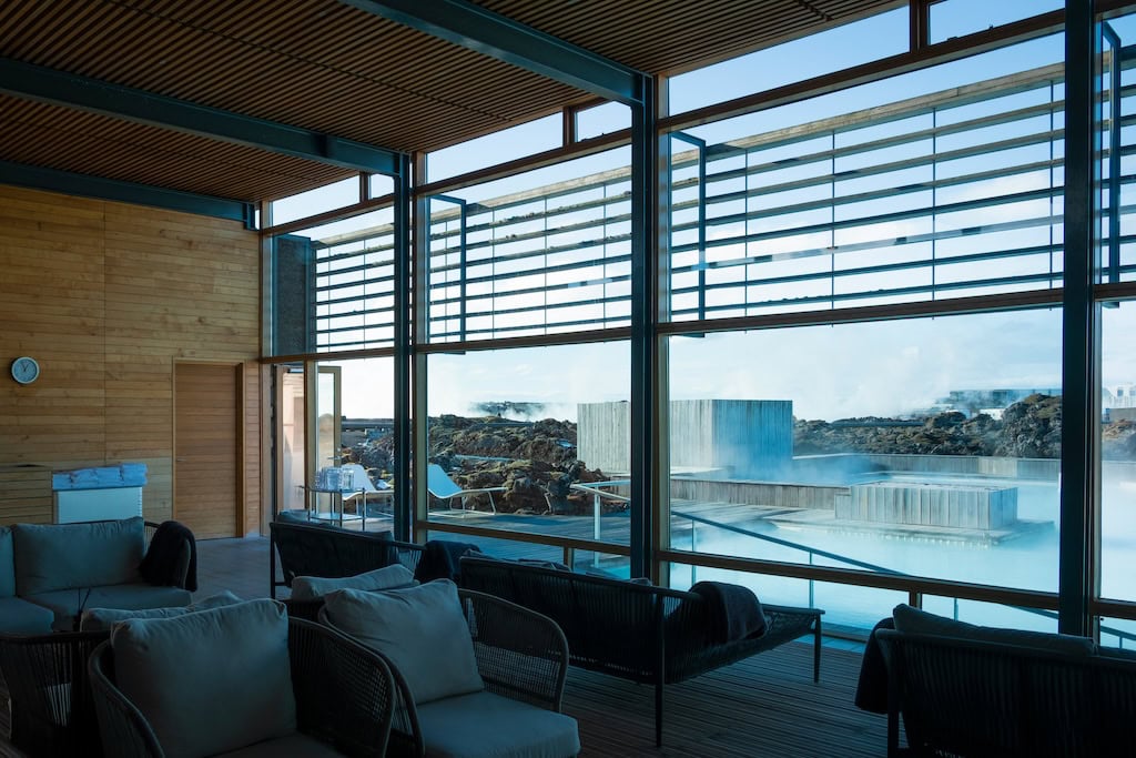 Kilátás a Blue Lagoon retreat hotelből Izlandon